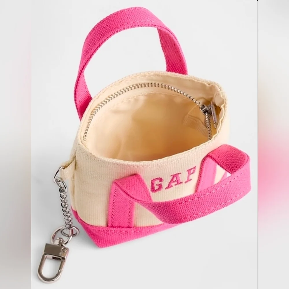 GAP Logo Tote Keychain Charm In Standout Pink